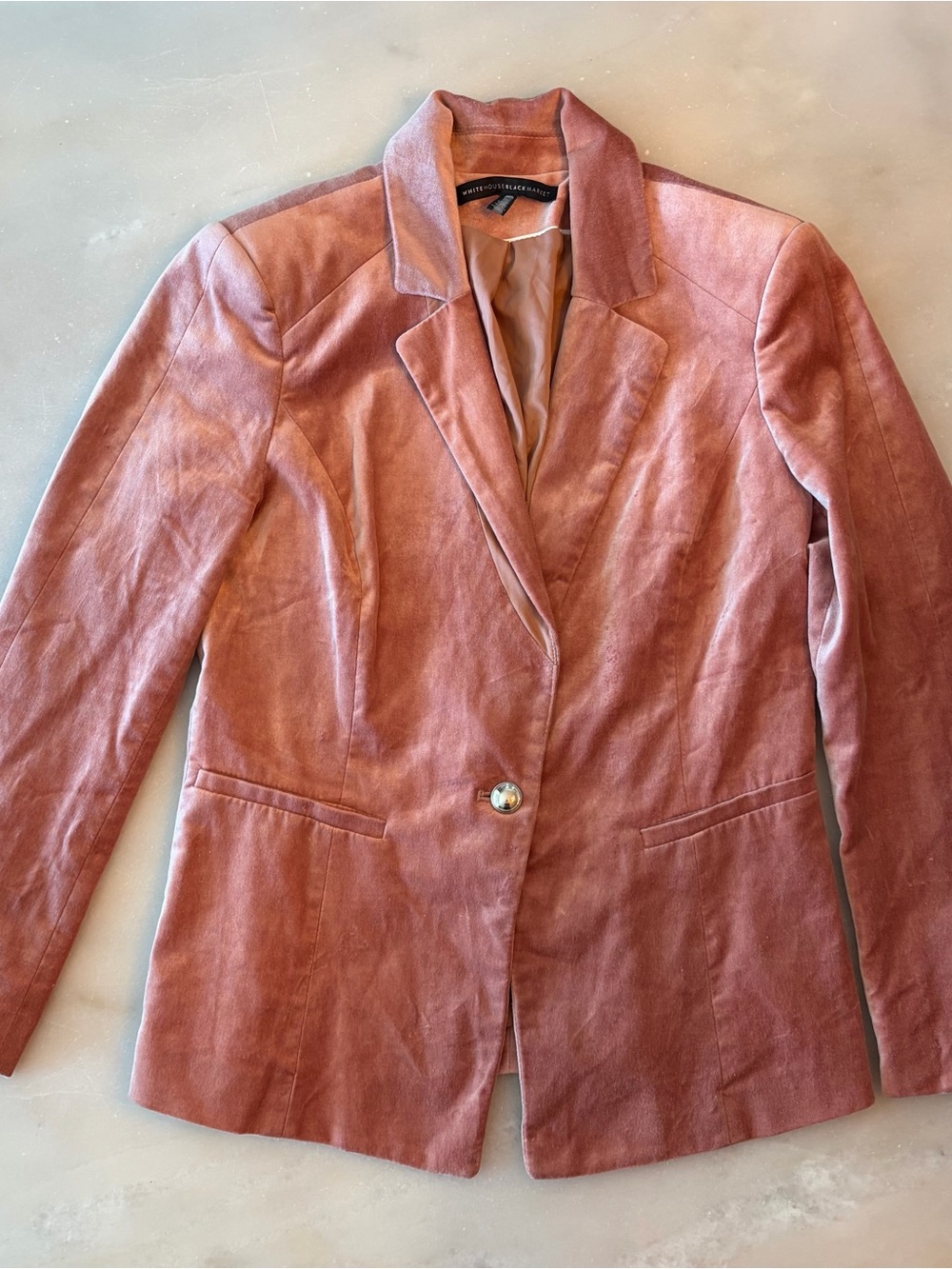 White House Black Market Rose Velvet Single-Button Blazer